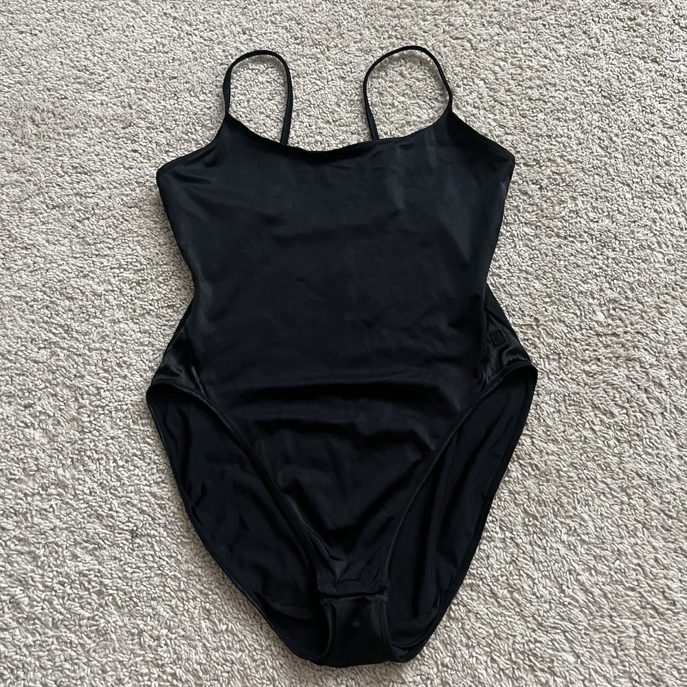RALPH LAUREN Black Tank Spaghetti Strap SNAP CROTCH BODYSUIT Size Large